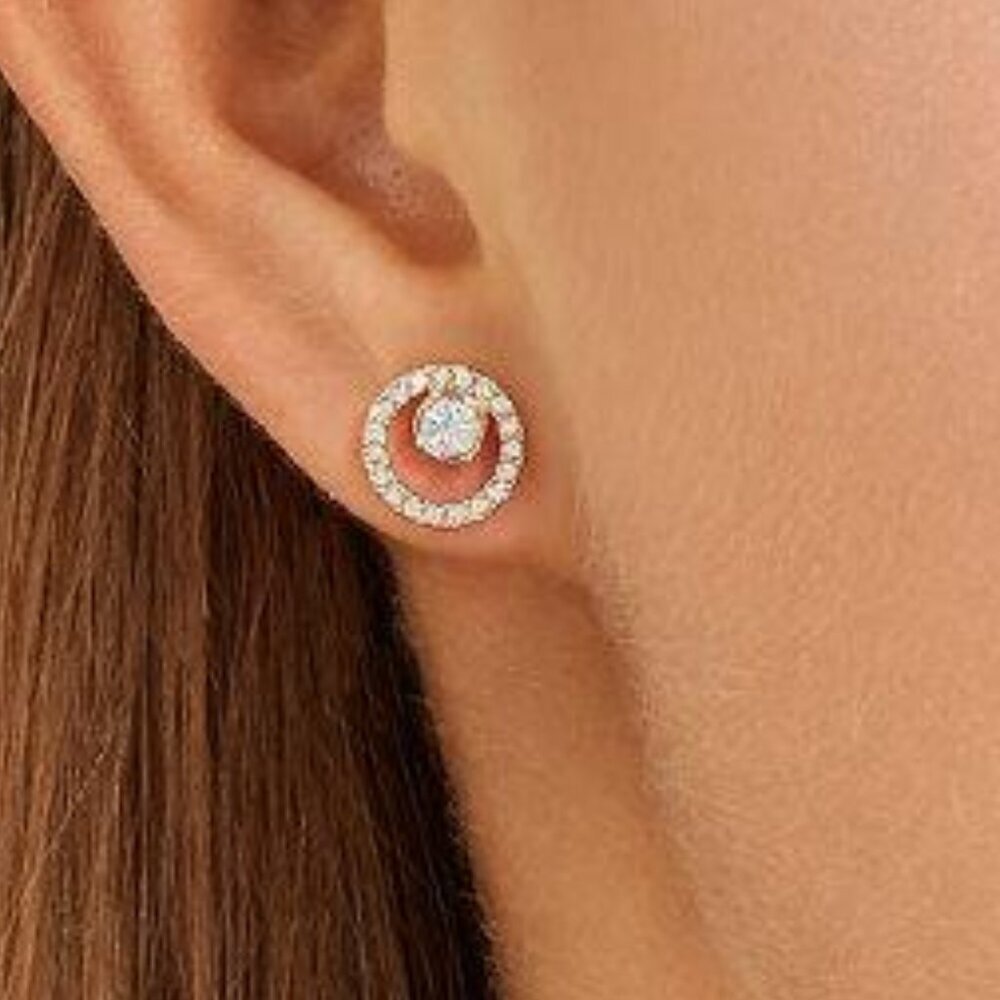 NWT SWAROVSKI Creativity Stud Earrings Circle Sparkle Rose Gold-Plated Timeless